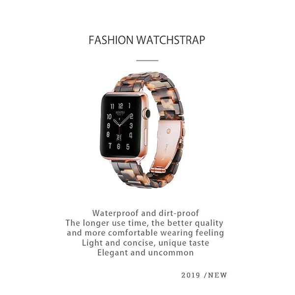 Light Source Company Fashion Resin Apple Watch Band for Series 10 9 8 Women Tortoise Stone Compatible with 38mm 40mm 41mm 42mm Models - View 9 of 9