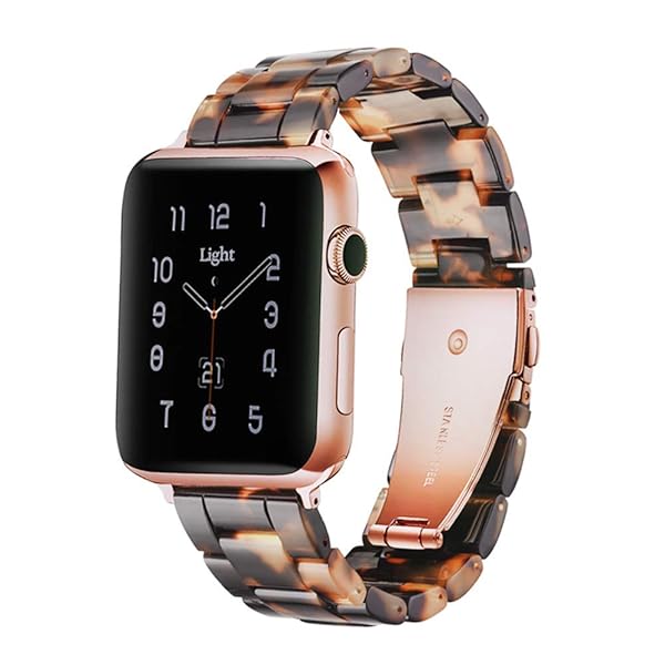 Light Source Company Fashion Resin Apple Watch Band for Series 10 9 8 Women Tortoise Stone Compatible with 38mm 40mm 41mm 42mm Models - View 3 of 9