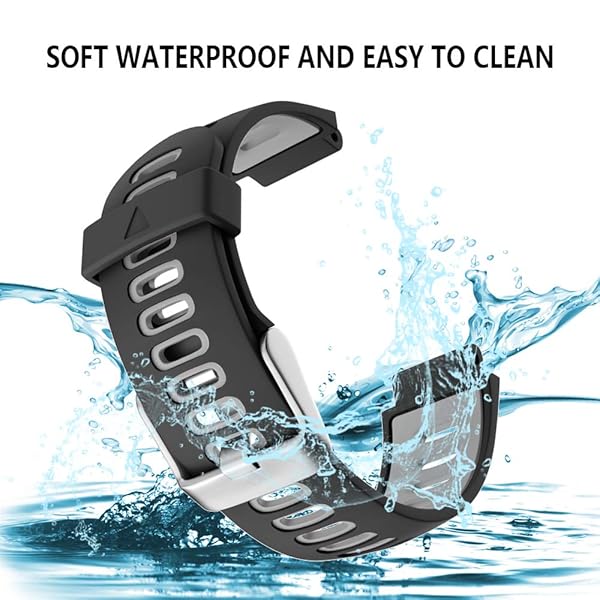 ISABAKE ISABAKE Soft Silicone Sport Watch Strap Compatible with Forerunner 735XT 220 230 235 620 630 Approach S20 S5 S6 Black Gray - View 6 of 9