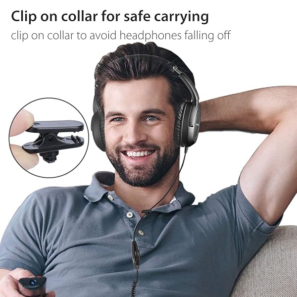 Avantree Avantree HF039 Coiled Cord Headphones for TV & PC - 16.4ft with Volume Control & Stereo Sound - View 6 of 7