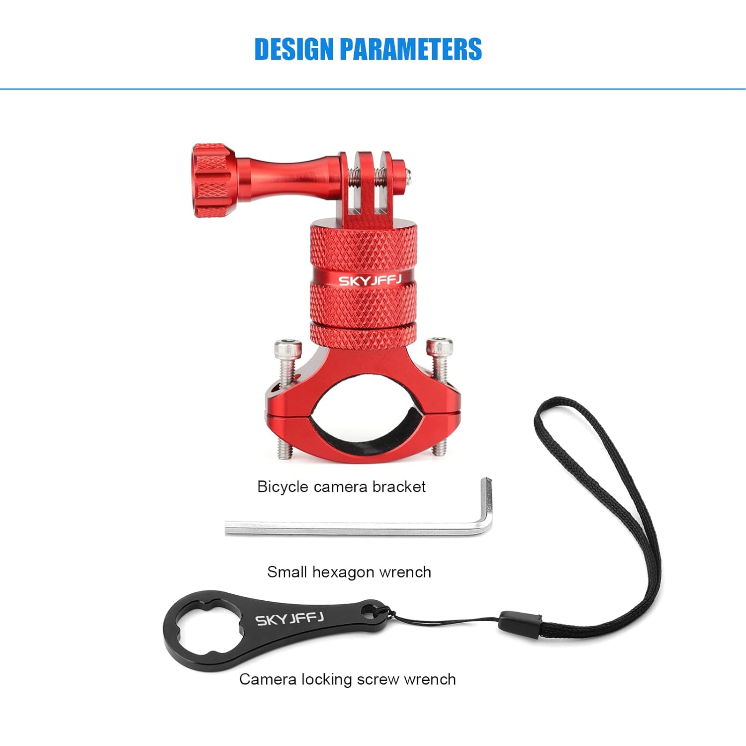 SKYJFFJ SKYJFFJ Mountain Bike Camera Handlebar Mount for GoPro Hero 8 9 10 11 12 and Action Cameras 360 Degree Rotation Aluminum Rack Holder Red - View 2 of 8