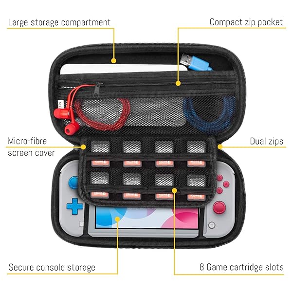 Orzly Portable Pink Carry Case for Nintendo Switch Lite - Travel Storage for Games & Accessories - View 3 of 8