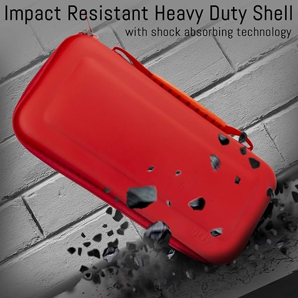 Orzly Portable Red Carry Case for Nintendo Switch Lite - Travel Storage for Games & Accessories - View 7 of 8