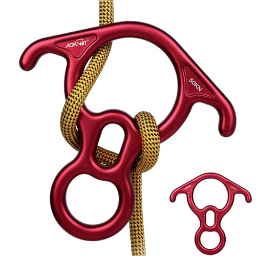 AOKWIT Buy AOKWIT 50KN Rescue Figure 8 Descender - Durable Belay Device for Rock Climbing & Peak Rescue (7075 Aluminum, Red)