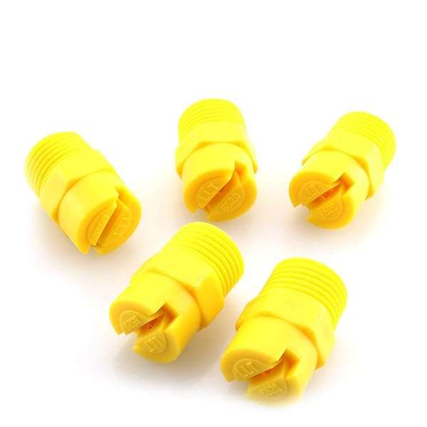 DGZZI DGZZI Flat Fan Spray Tip 5PCS 1/2 Inch Male Threaded 65 Degree PP Standard Veejet Yellow Nozzles