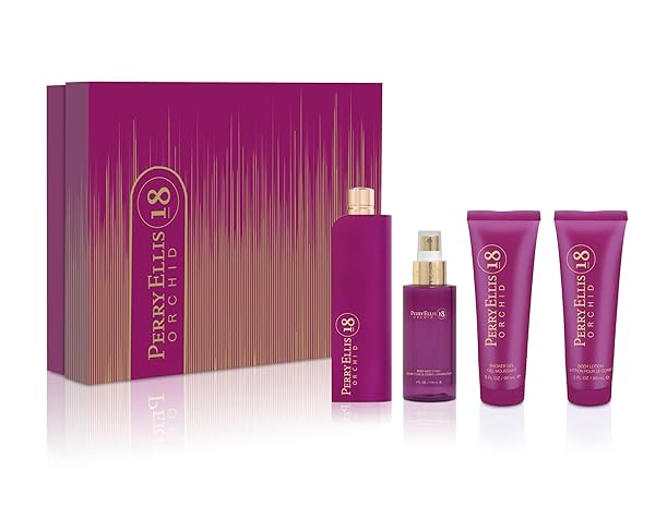 Perry Ellis Shop Perry Ellis 18 Orchid for Women - 4-Piece Gift Set, 3.4 Fl Oz | Luxurious Fragrance Collection