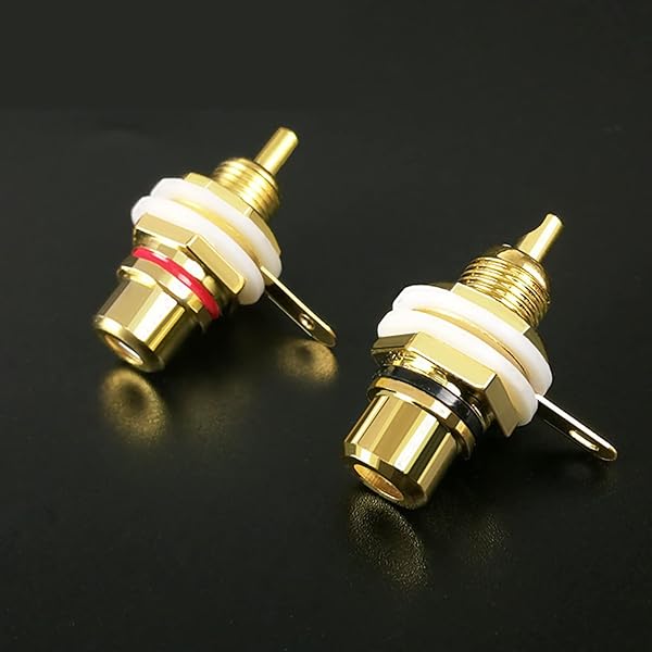 2 Pcs Gold Plated Copper Panel Mount Female Jack Terminal Socket - High-Quality Audio Connectors