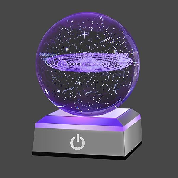 hochance 3D Solar System Crystal Ball Nightlight - Perfect Gift for Astronomy Lovers, Kids & Dads