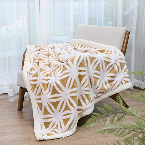 LOMAO LOMAO Sherpa Fleece Blanket Soft Throw Dual Sided for Couch Sofa Bed Yellow 51x63 Inches - View 2 of 7