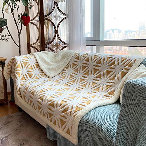 LOMAO LOMAO Sherpa Fleece Blanket Soft Throw Dual Sided for Couch Sofa Bed Yellow 51x63 Inches - View 7 of 7