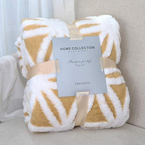 LOMAO LOMAO Sherpa Fleece Blanket Soft Throw Dual Sided for Couch Sofa Bed Yellow 51x63 Inches