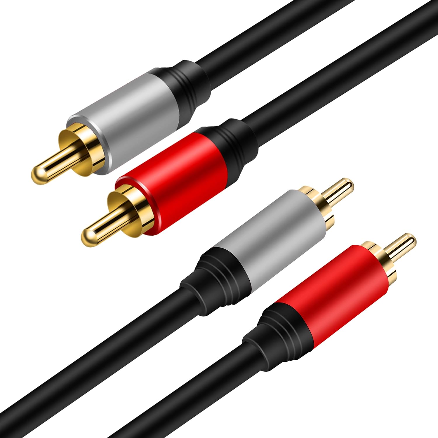 Tan QY Tan QY 30Ft Gold Plated 2RCA to 2RCA Stereo Audio Cable for Home Theater HDTV Gaming Consoles Hi-Fi Systems - View 2 of 7