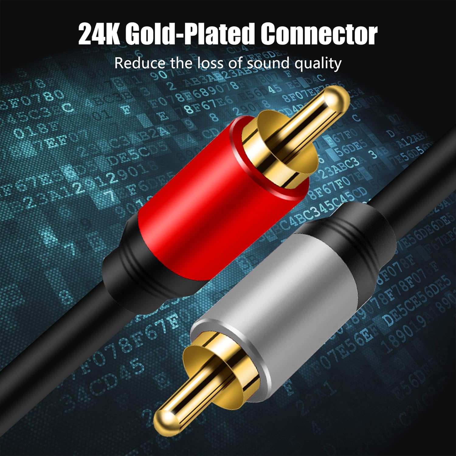 Tan QY Tan QY 30Ft Gold Plated 2RCA to 2RCA Stereo Audio Cable for Home Theater HDTV Gaming Consoles Hi-Fi Systems - View 4 of 7