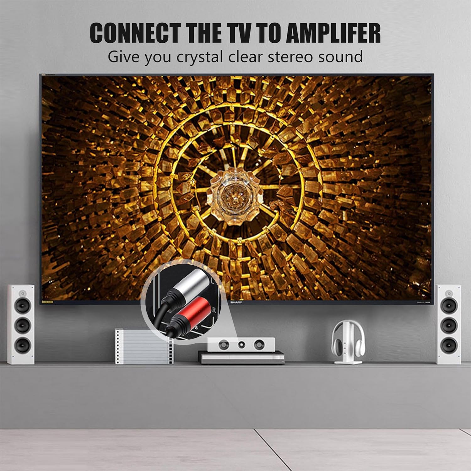 Tan QY Tan QY 30Ft Gold Plated 2RCA to 2RCA Stereo Audio Cable for Home Theater HDTV Gaming Consoles Hi-Fi Systems - View 5 of 7