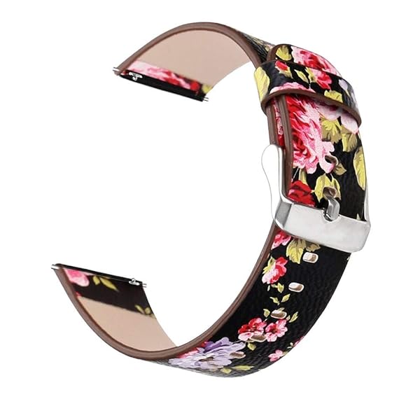 Abanen Abanen Floral Genuine Leather Watch Bands for Fossil Women's Gen 6 Gen 5E Quick Release Wristband Strap Black - View 2 of 7