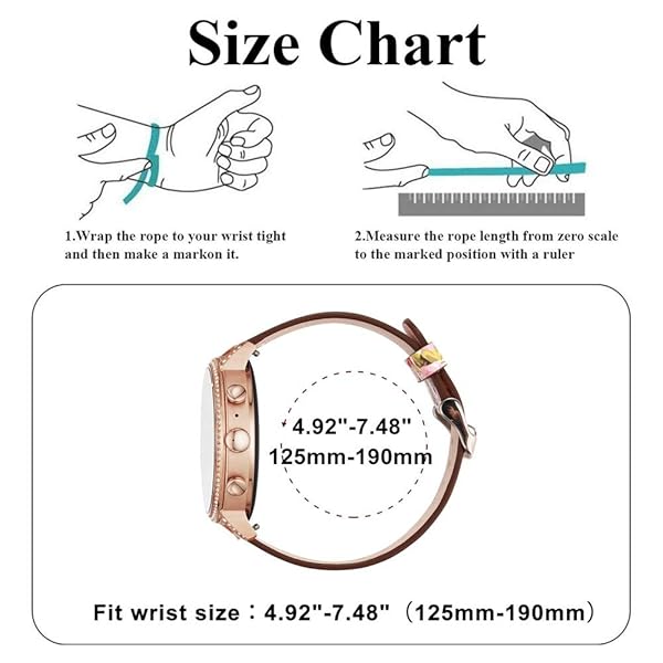 Abanen Abanen Floral Genuine Leather Watch Bands for Fossil Women's Gen 6 Gen 5E Quick Release Wristband Strap Black - View 7 of 7