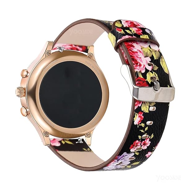 Abanen Abanen Floral Genuine Leather Watch Bands for Fossil Women's Gen 6 Gen 5E Quick Release Wristband Strap Black