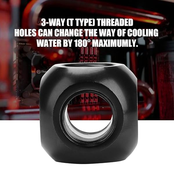 Pomya Pomya Computer Water Cooling Spherical 3 Way T-Type Connector G1/4 Threaded Adapter Black Silver for PC Cooling System - View 3 of 10