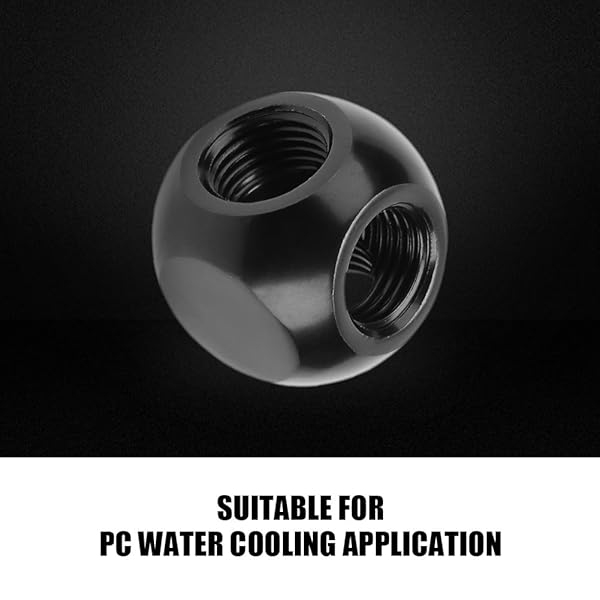 Pomya Pomya Computer Water Cooling Spherical 3 Way T-Type Connector G1/4 Threaded Adapter Black Silver for PC Cooling System - View 4 of 10