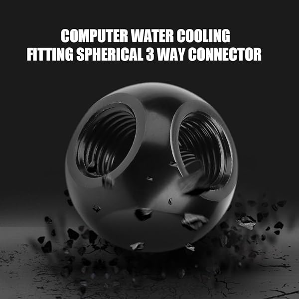 Pomya Pomya Computer Water Cooling Spherical 3 Way T-Type Connector G1/4 Threaded Adapter Black Silver for PC Cooling System - View 7 of 10