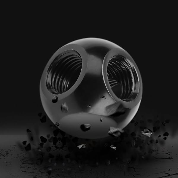 Pomya Pomya Computer Water Cooling Spherical 3 Way T-Type Connector G1/4 Threaded Adapter Black Silver for PC Cooling System - View 8 of 10