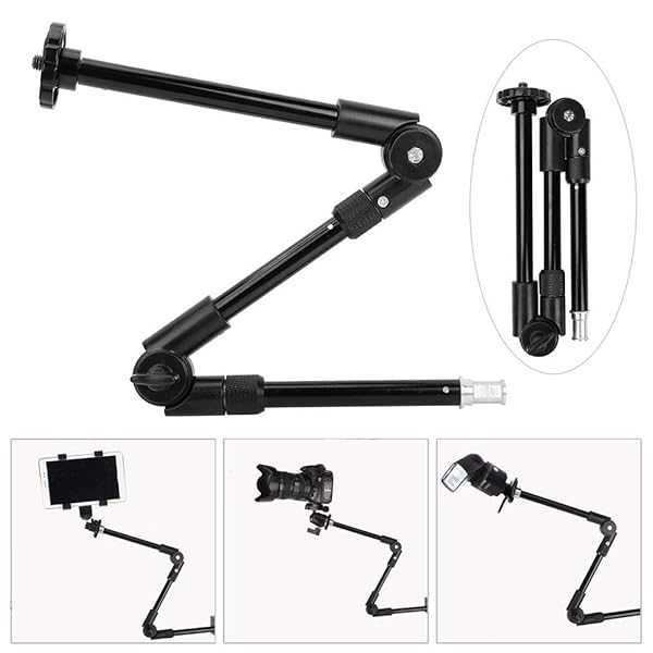 Serounder Three-Section Magic Arm: Adjustable Camera Extension Bracket for Photography with 1/4 & 3/8 Screw Holes - View 4 of 8