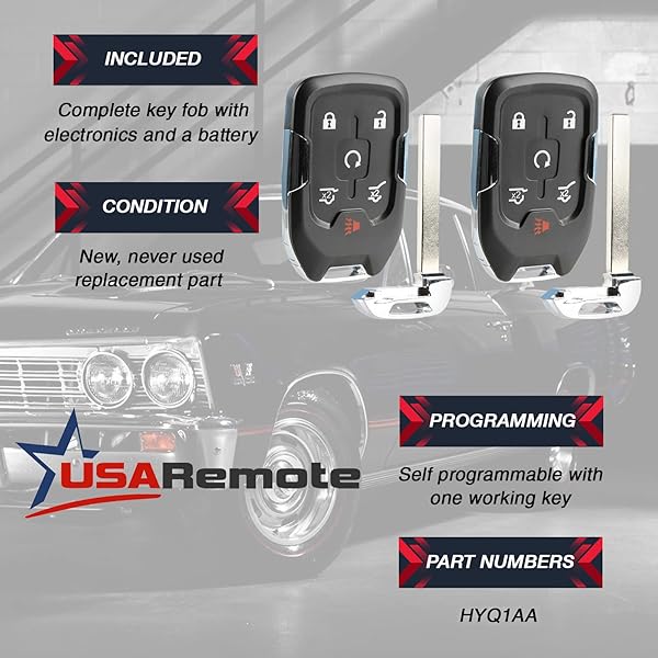 USARemote Smart Key Fob Keyless Entry Remote Set of 2 for 2015-2020 Chevy Suburban Tahoe GMC Yukon Yukon XL HYQ1AA 13580802 - View 3 of 6