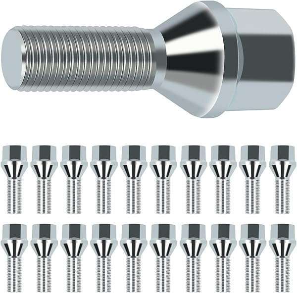 SCITOO M12x1.25 Wheel Lug Bolts - 20 Pcs Silver 28mm for Jeep Compass, Renegade, Cherokee & More
