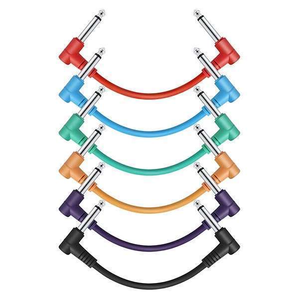 "Donner 6-Inch Guitar Patch Cable 6-Pack - Right Angle TS 1/4" for Optimal Sound Quality"