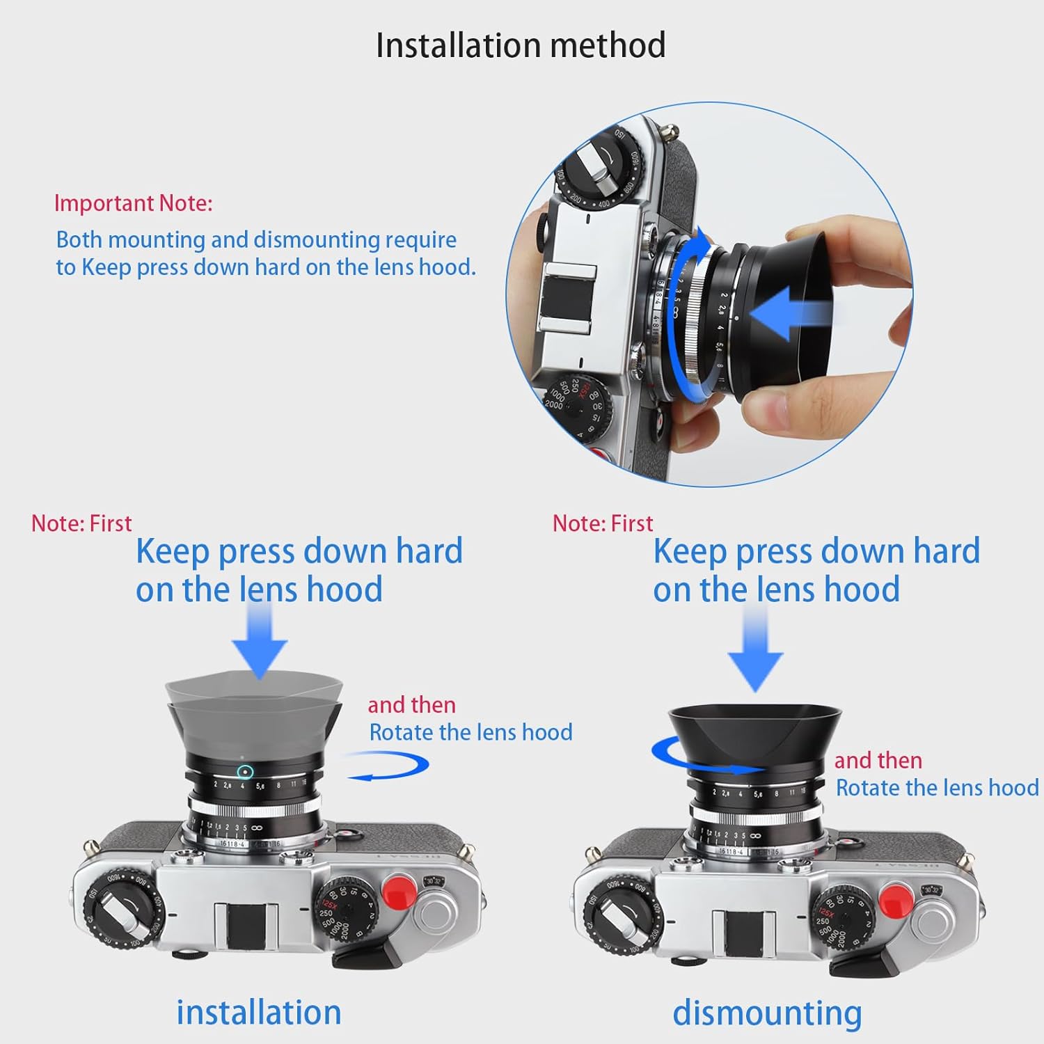 Haoge Haoge LH-VM12 Bayonet Square Metal Lens Hood Shade for Voigtlander 35mm f2 Ultron Aspherical Vintage Line VM Lens Replacement - View 7 of 9