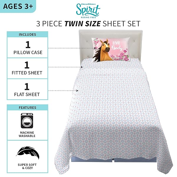 Franco Franco Kids Twin Bedding Sheet Set - Spirit Riding Free Design for Fun & Comfort - View 3 of 5