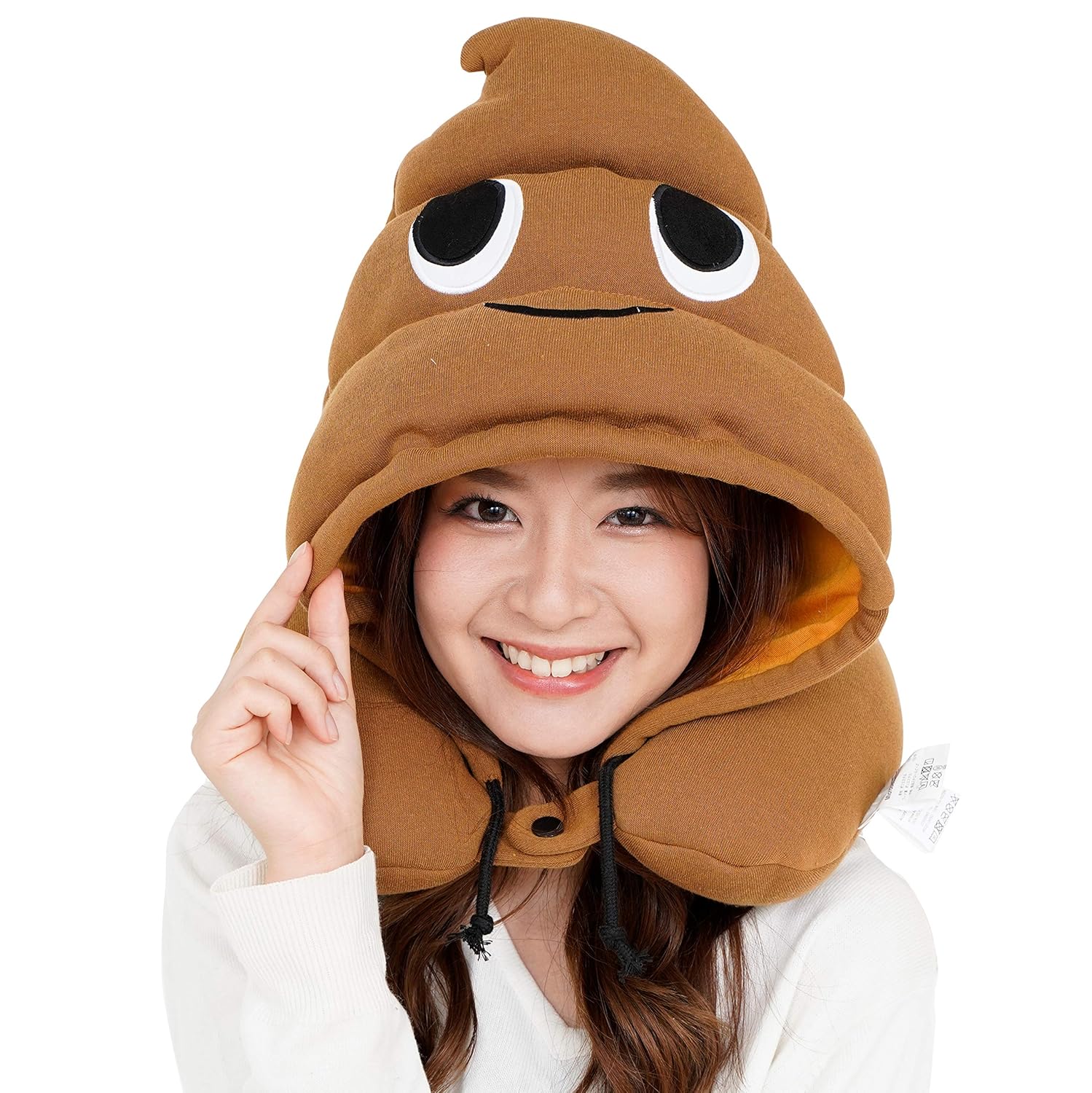 SAZAC SAZAC Animal Neck Support Pillow Soft Cozy Travel Cushion with Adjustable Toggle Hood for Warmth and Privacy Authentic Japanese Kawaii Design