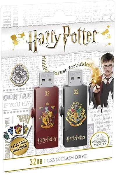Emtec EMTEC Harry Potter M730 USB 2.0 Flash Drive 32GB - Gryffindor & Hogwarts Duo Pack for Fans