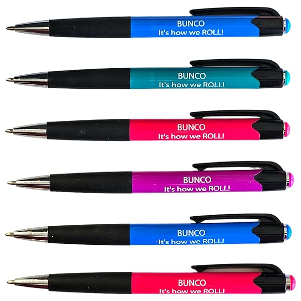 Twilight Bunco Events Bunco Pen Set of 6 Assorted Colored Pens with Its How We Roll Printed Great for Bunco Supplies Prizes and Gifts