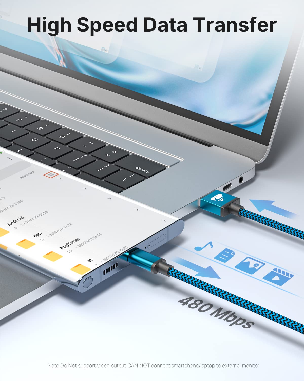 Aioneus Aioneus 3Pack 6ft USB C Cable Fast Charge Braided Charger Cord for Samsung Galaxy Moto G7 LG and More - View 4 of 8