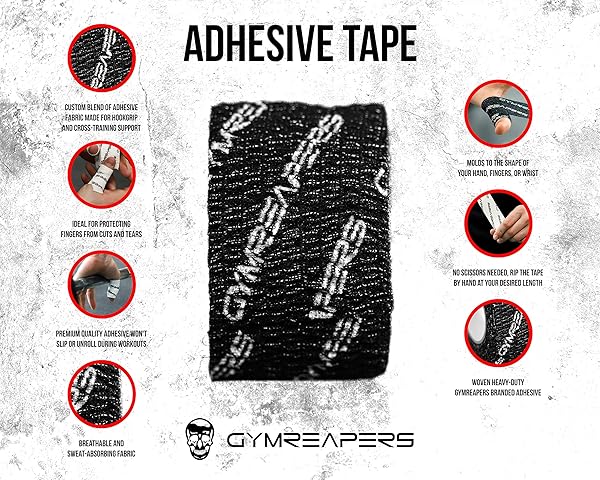 Gymreapers Gymreapers Weightlifting Adhesive Thumb Tape for Olympic Lifting and Powerlifting 3 Rolls Black Stretchy Athletic Grip Protection - View 2 of 8