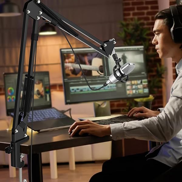 K KASONIC K KASONIC Microphone Stand, Adjustable Microphone Desk Stand for HyperX Mic Boom Arm Stand for Broadcasting Recording, Voice-Over Sound Studio, Stages, Streaming, Singing and TV Stations - View 4 of 8