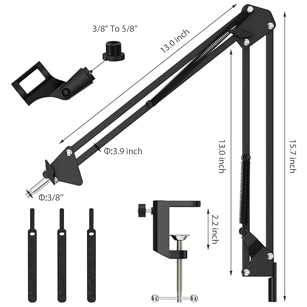K KASONIC K KASONIC Microphone Stand, Adjustable Microphone Desk Stand for HyperX Mic Boom Arm Stand for Broadcasting Recording, Voice-Over Sound Studio, Stages, Streaming, Singing and TV Stations - View 8 of 8