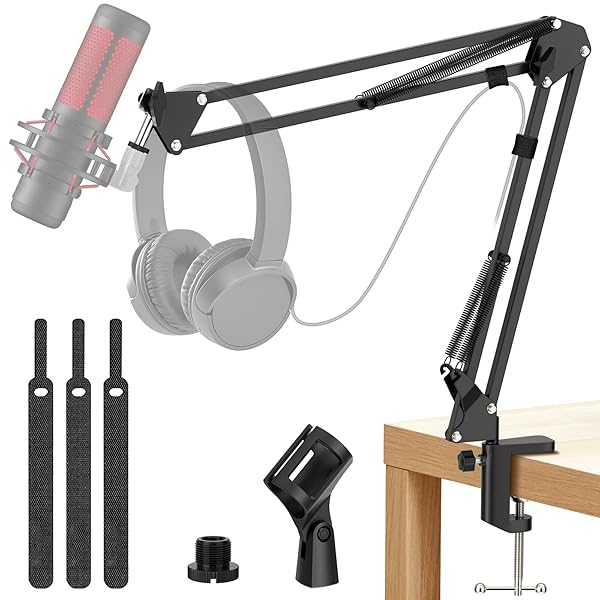K KASONIC K KASONIC Microphone Stand, Adjustable Microphone Desk Stand for HyperX Mic Boom Arm Stand for Broadcasting Recording, Voice-Over Sound Studio, Stages, Streaming, Singing and TV Stations - View 2 of 8