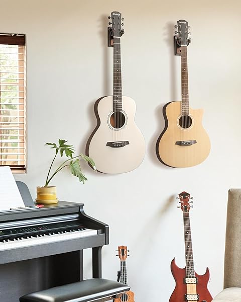 Donner Donner Guitar Wall Mount 3 Pack - Black Walnut Hanger for Acoustic, Electric, Bass, Ukulele & More - View 8 of 9