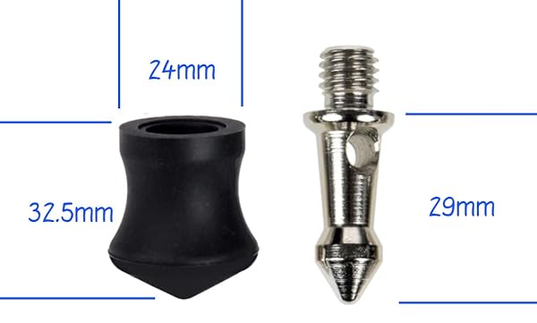 Desmond Desmond Set of 3 Brass Universal Tripod Spikes and Rubber Boots DCF Feet for Enhanced Stability and Performance - View 3 of 3
