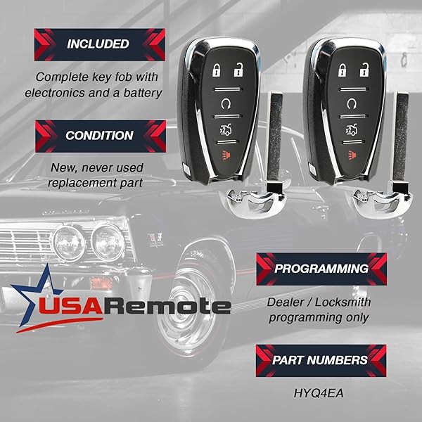 USARemote Smart Key Fob Keyless Entry Remote Set of 2 for 2016-2019 Chevy Camaro Malibu Cruze HYQ4EA - View 3 of 6