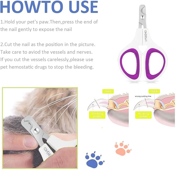 OneCut OneCut Pet Nail Clippers Update Version for Cats Kittens Puppies Rabbits and Small Dogs Sharp Safe Trimming Tool in Purple - View 3 of 8