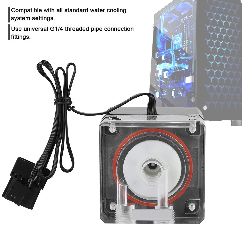 Bewinner Mute Water Pump for PC Water Cooling with PWM Control Universal G1/4 Thread Connection D Port and 4 Pin Interface - View 4 of 9