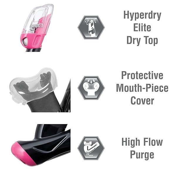 TUSA Shop TUSA Sport Adult Serene Mask & Snorkel Combo - Black/Hot Pink UC-1625PQB-HP for Ultimate Underwater Adventure - View 3 of 7