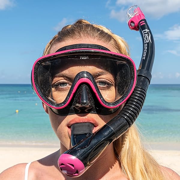 TUSA Shop TUSA Sport Adult Serene Mask & Snorkel Combo - Black/Hot Pink UC-1625PQB-HP for Ultimate Underwater Adventure - View 5 of 7
