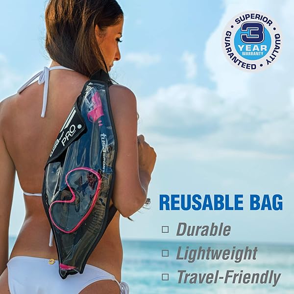 TUSA Shop TUSA Sport Adult Serene Mask & Snorkel Combo - Black/Hot Pink UC-1625PQB-HP for Ultimate Underwater Adventure - View 6 of 7