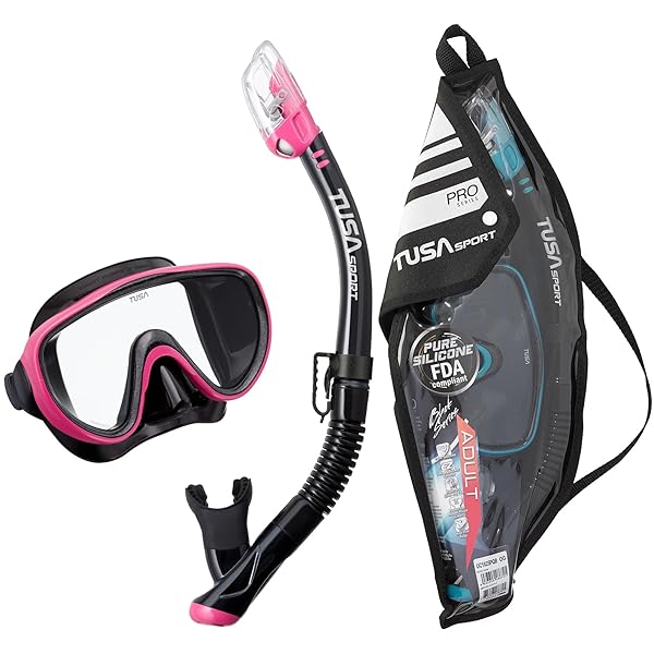 TUSA Shop TUSA Sport Adult Serene Mask & Snorkel Combo - Black/Hot Pink UC-1625PQB-HP for Ultimate Underwater Adventure