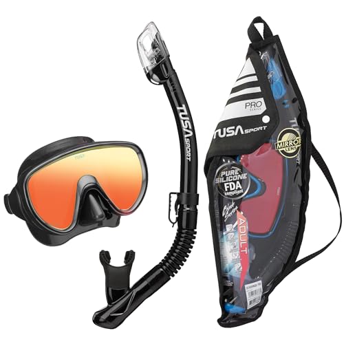 TUSA Buy TUSA Sport Adult Serene Mask & Snorkel Combo - Black Mirrored Lens (UC-1625PMQB-BKB) for Ultimate Underwater Adventure