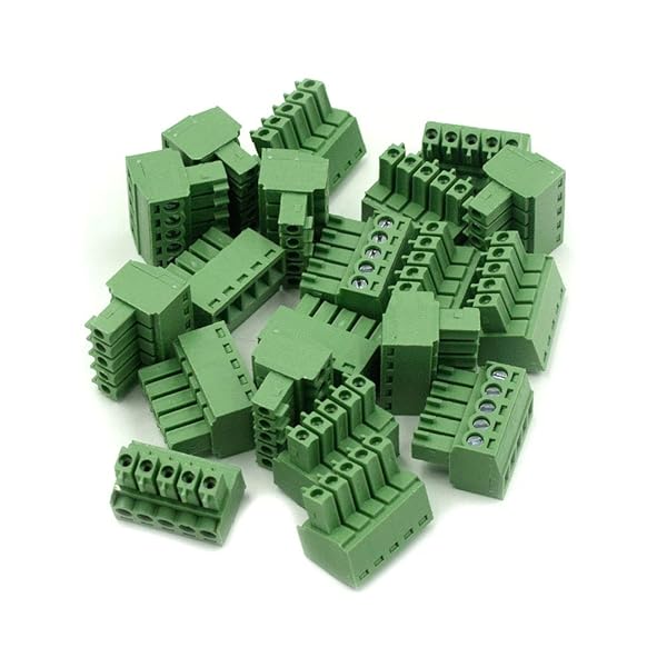 Hxchen 5 Pin 300V KF2EDGK 3.5mm Pitch PCB Screw Terminal Block Connector Green 20 Pcs